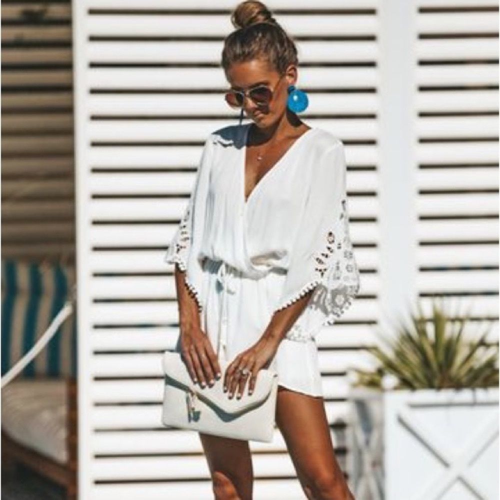 VICI Jewel Crochet Lace Romper - Off White Size M
